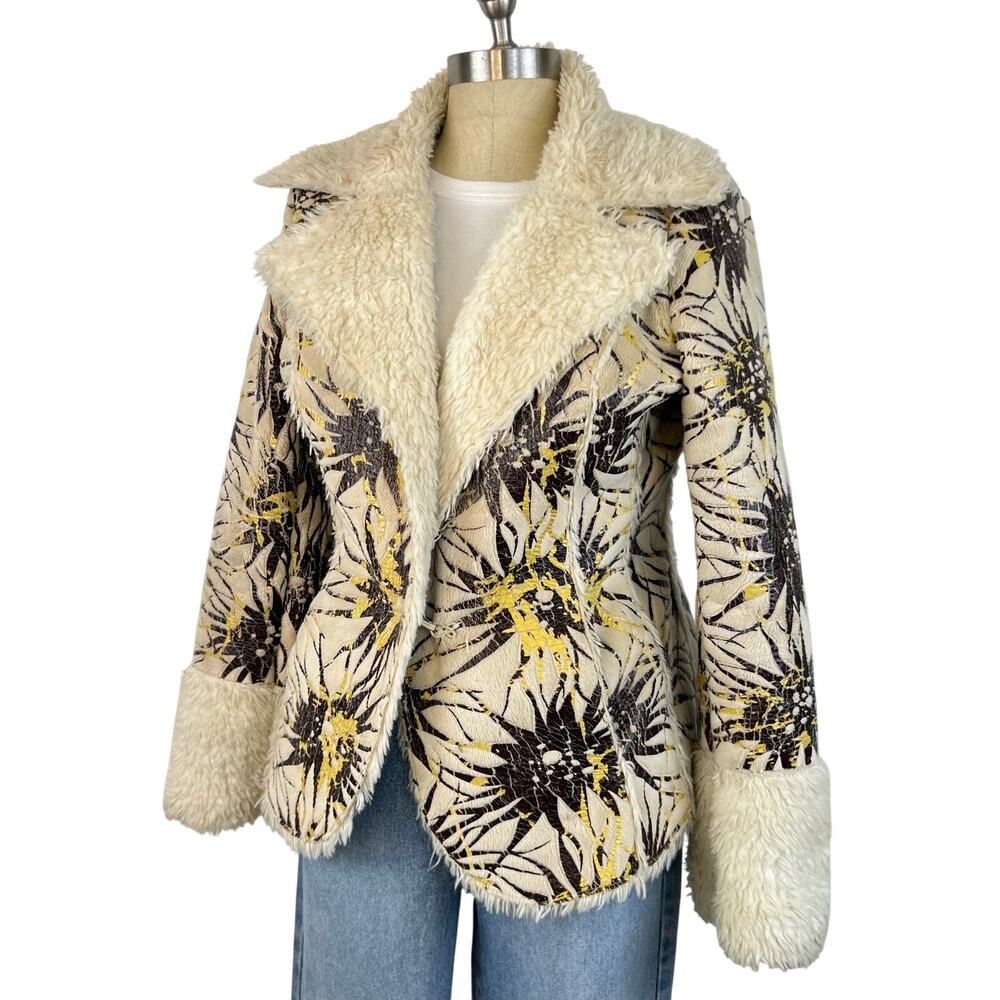 Vintage Furs By Joseph Women's Faux Fur Collared Patterned Jacket (Sz M)